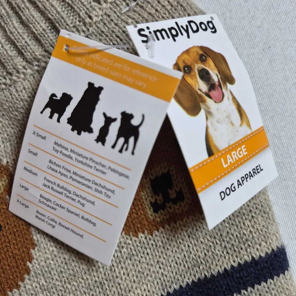 Simply Dog Teddy Bear Sweater Size L Beagle Cocker Spaniel Bulldog Schnauzer